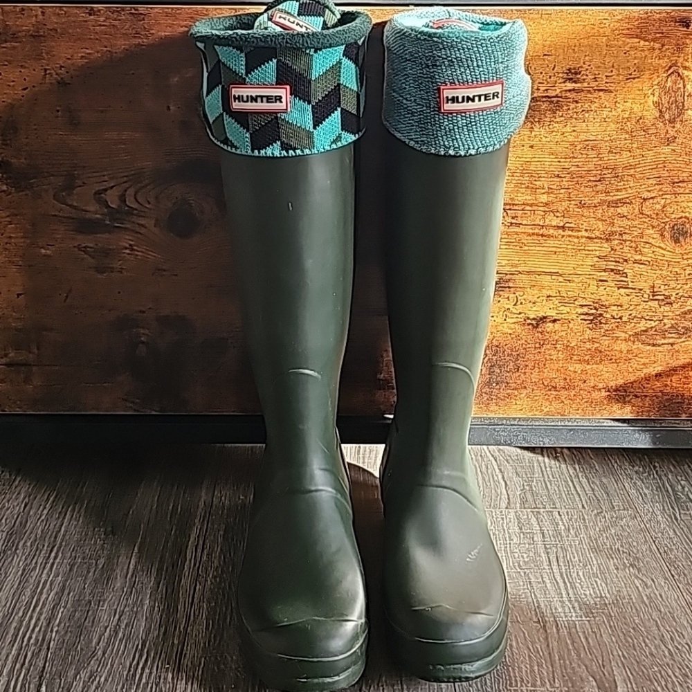 Hunter Green Rain & Snow Boots